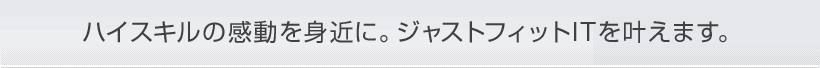 ハイスキルの感動を身近に。ジャストフィットITを叶えます。